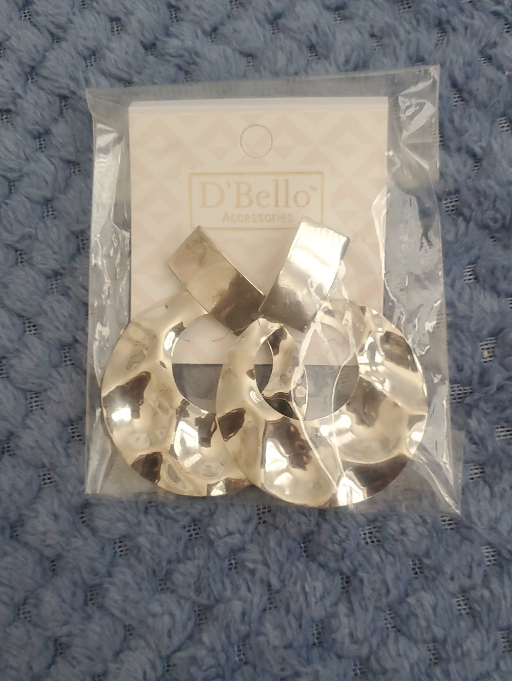 D'Bello Silver Hammered Ring Drop Earrings